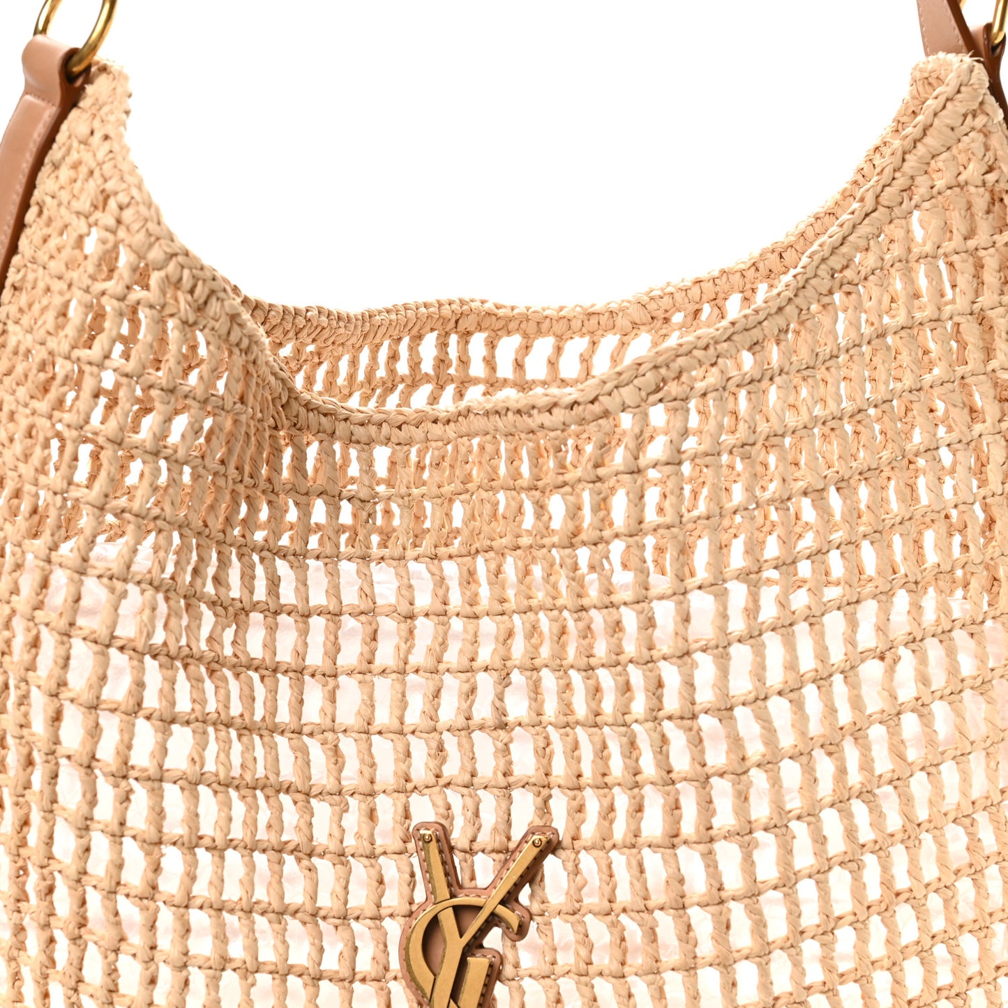 Raffia Calfskin Oxalis Shoulder Bag Naturale Vintage Brown