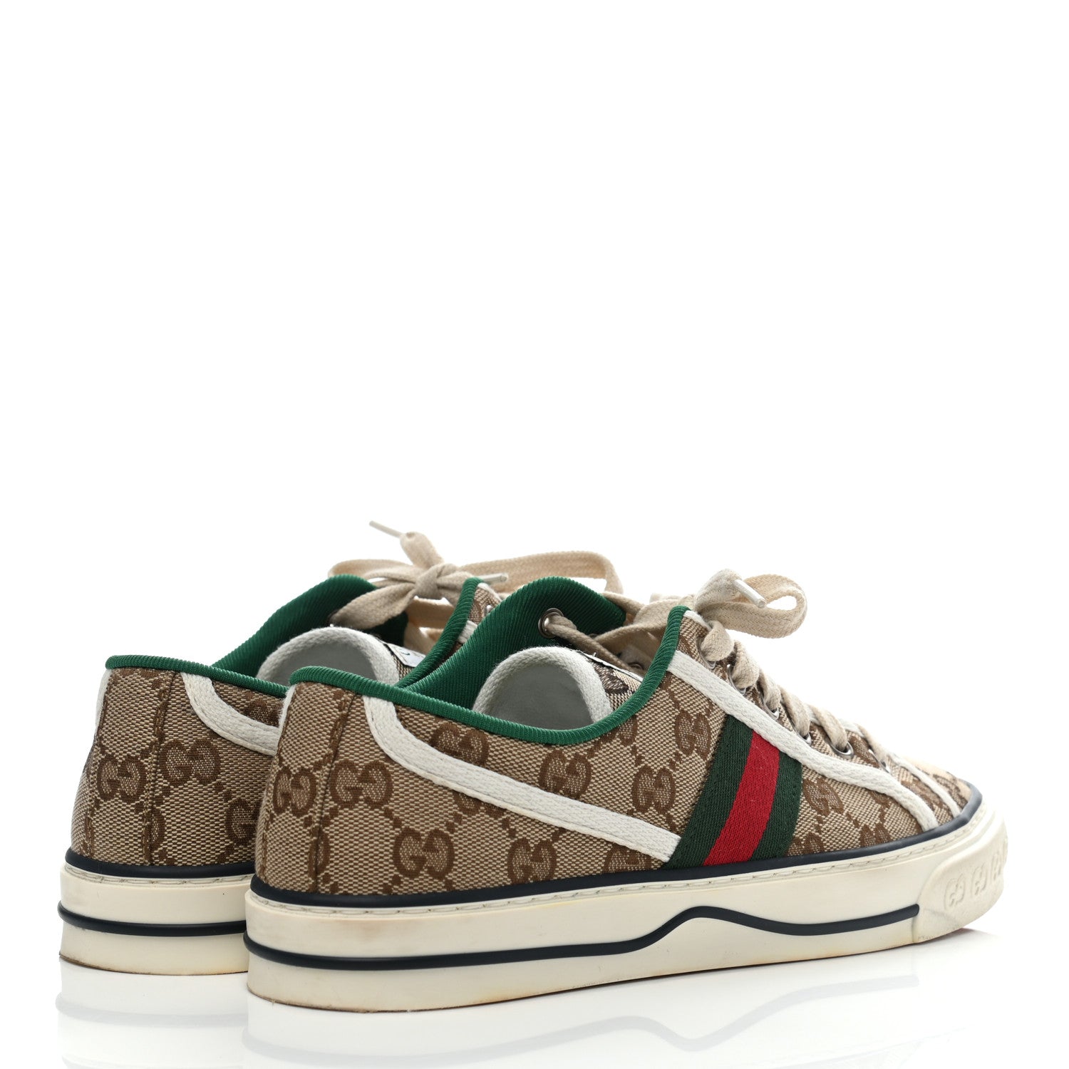 Gucci GG Monogram Web Womens 1977 Tennis Sneakers 38.5 Beige Ebony Mystic White 4 of 8