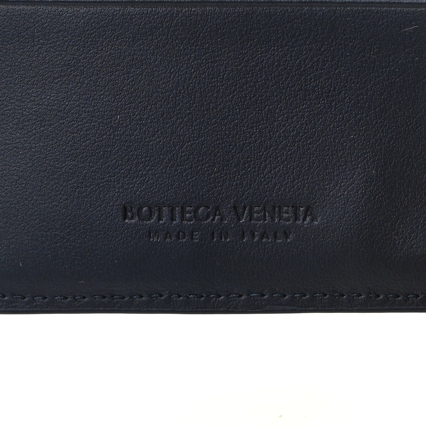 Hickory Denim Maxi Intrecciato Bi-Fold Wallet Navy White