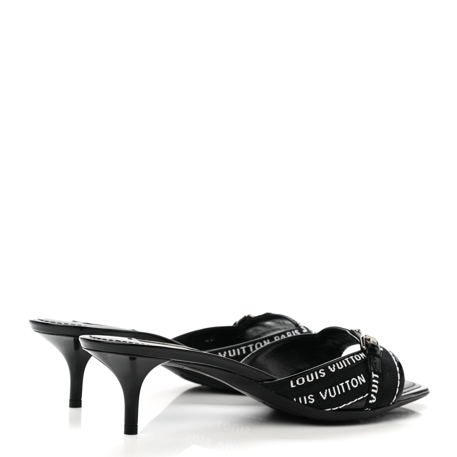 Louis Vuitton Patent Jacquard Open Toe Mule 40 Black 4 of 11