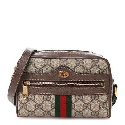 Gucci GG Supreme Monogram Web Mini Ophidia Shoulder Bag Brown 1 of 10
