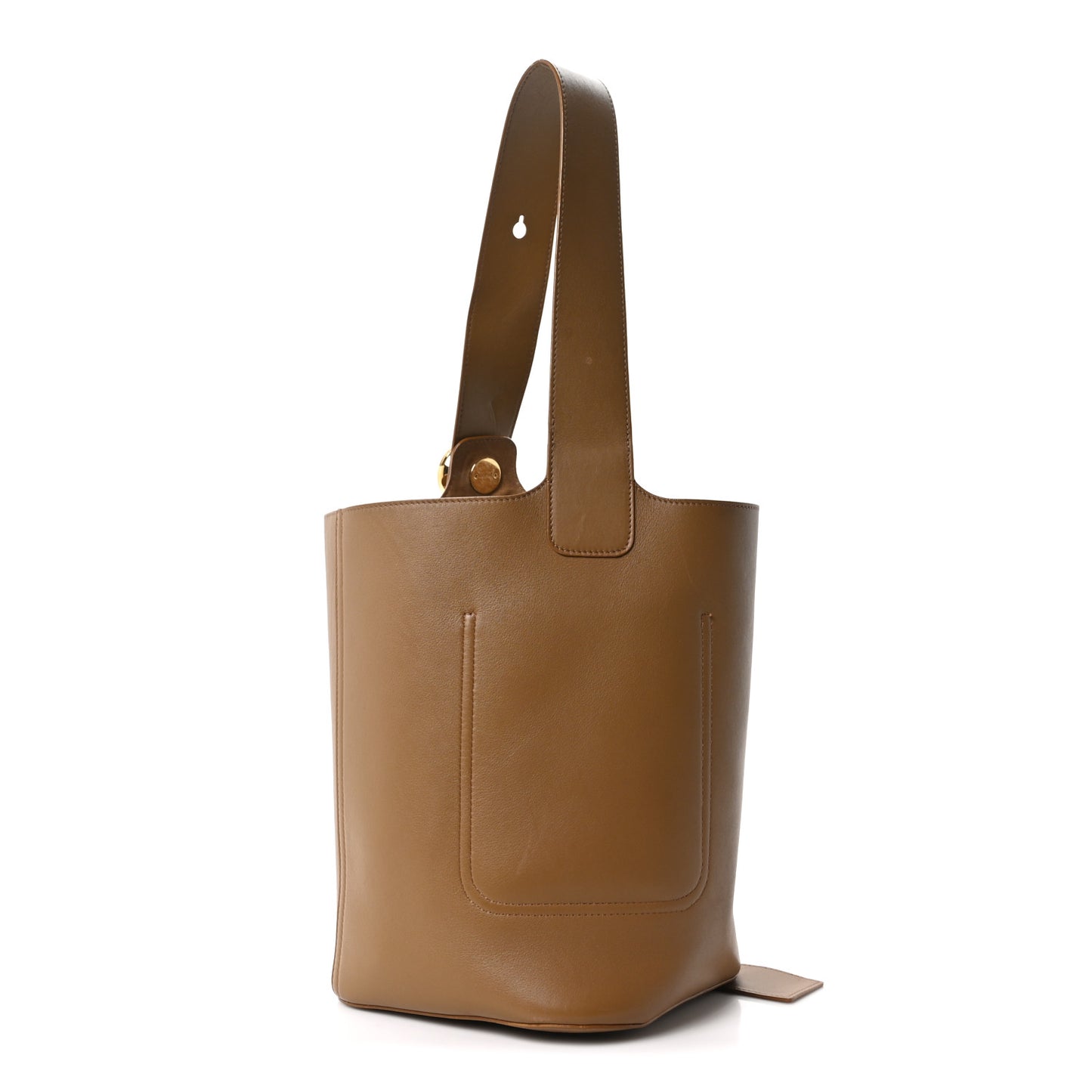 Smooth Calfskin Medium Pebble Bucket Bag Oak
