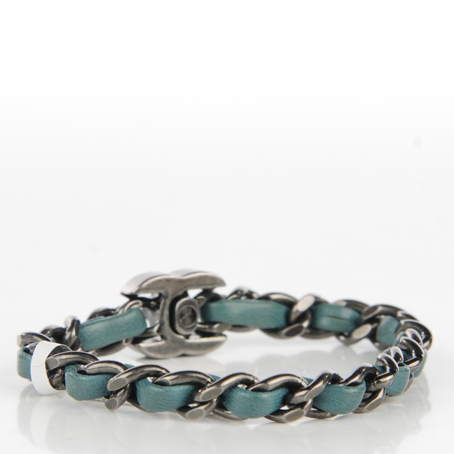 Lambskin CC Turnlock Chain Bracelet Turquoise