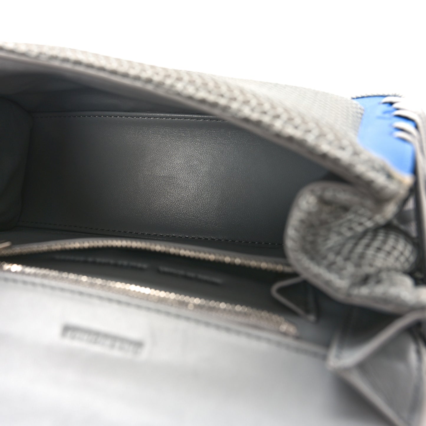 Faux Calfskin Fabric Small Sneakerhead Top Handle Bag Blue Grey