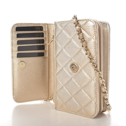 Chanel Metallic Lambskin Quilted Mini Wallet On Chain WOC Gold 10 of 11