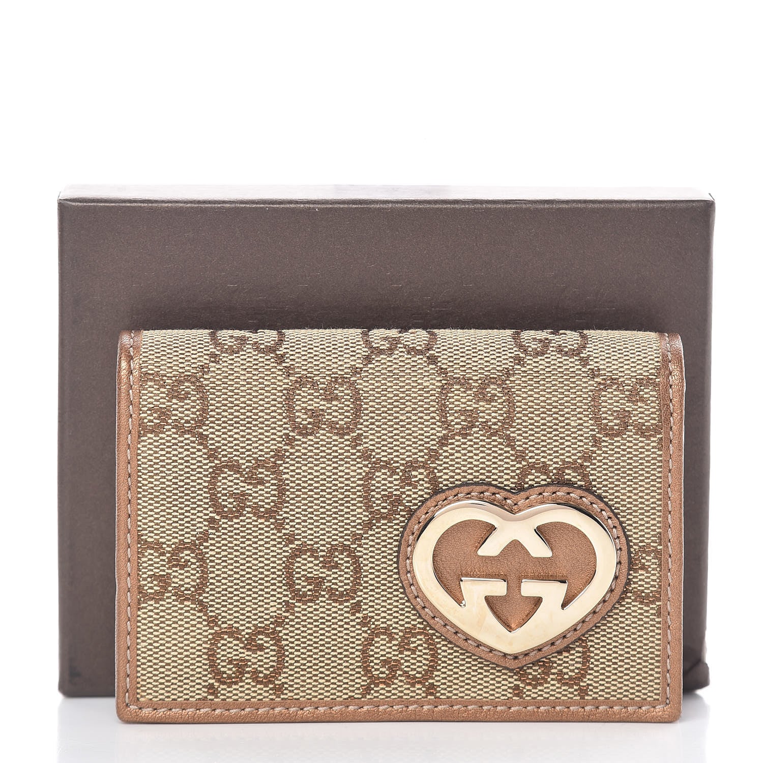 Gucci Monogram Lovely Heart Card Case Gold 9 of 9