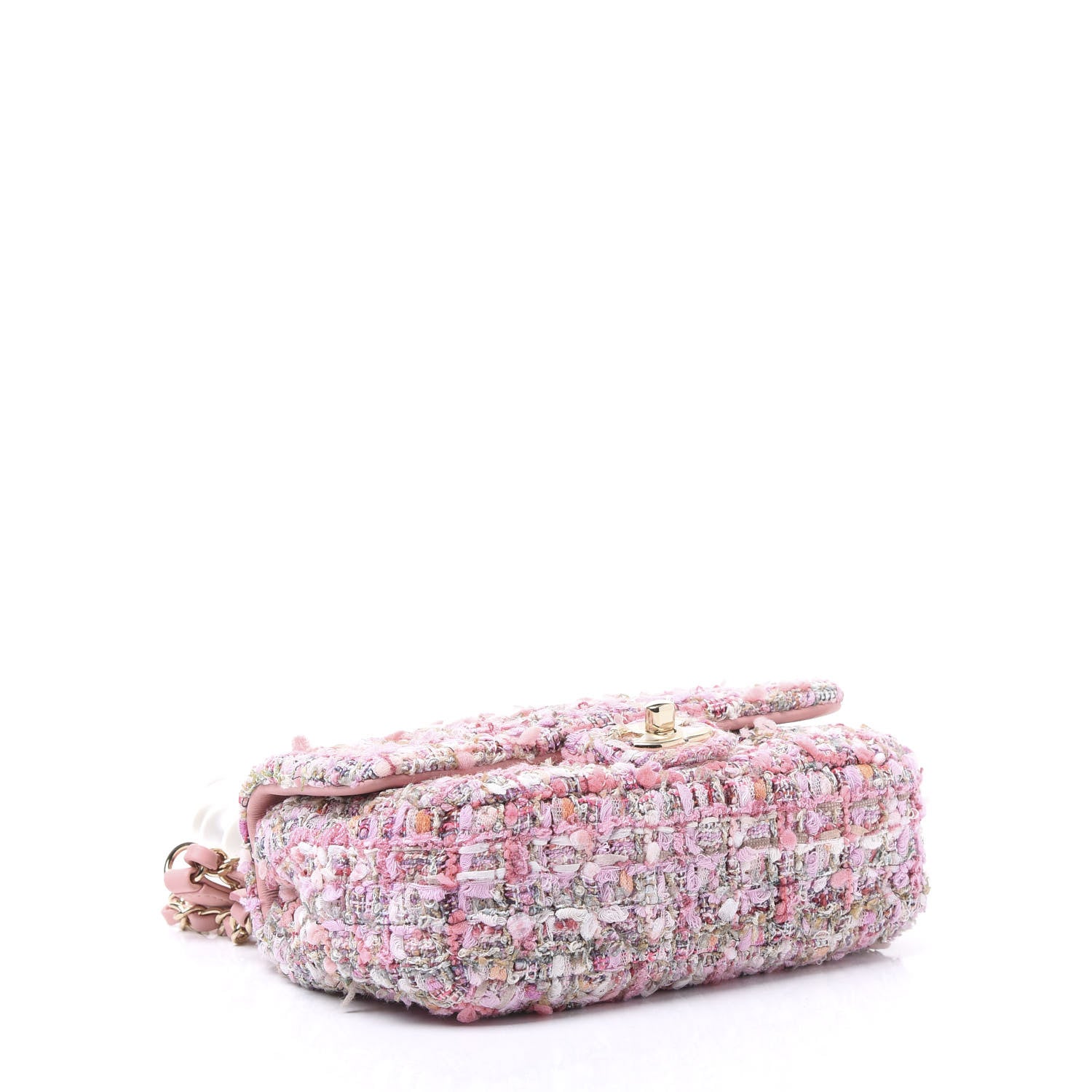 Chanel Tweed Mini Pearl Handle Flap Pink Beige Orange Ecru 3 of 9