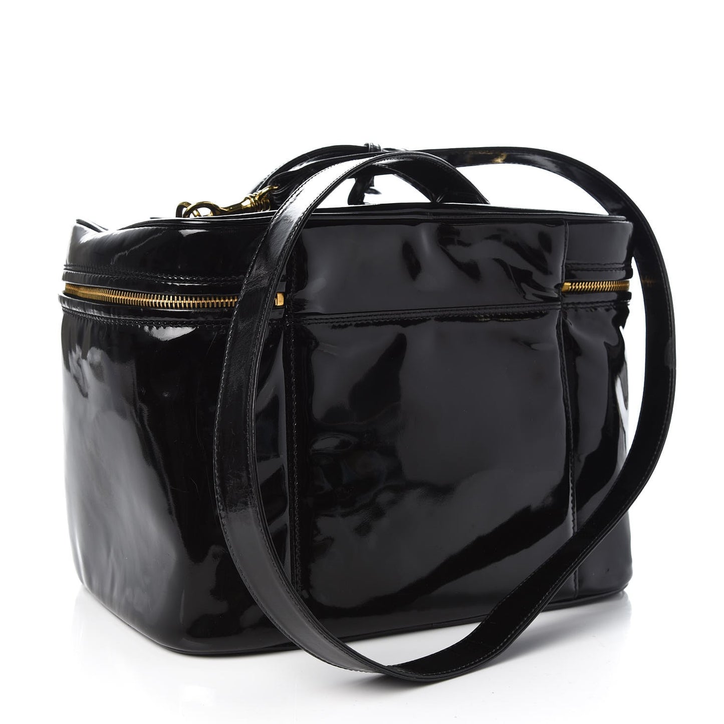 Patent Large Cosmetic Train Case Black
