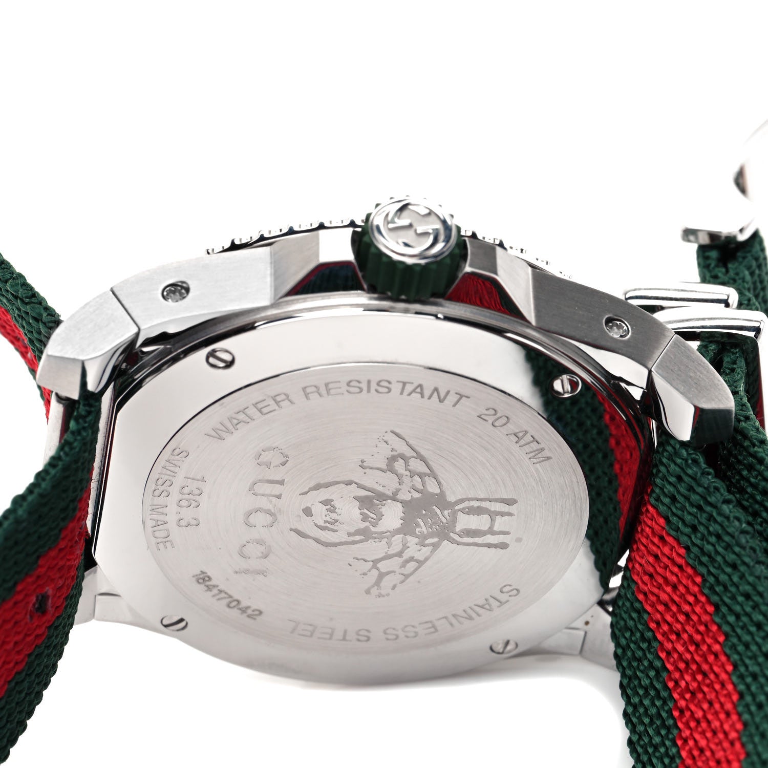 Gucci Stainless Steel Nylon 40mm Dive Quartz Watch Green 4 of 5