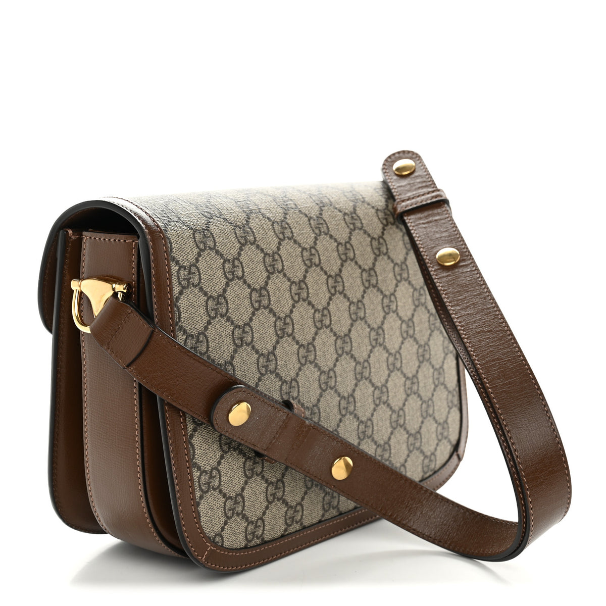 GG Supreme Monogram Horsebit 1955 Shoulder Bag Beige Brown Sugar