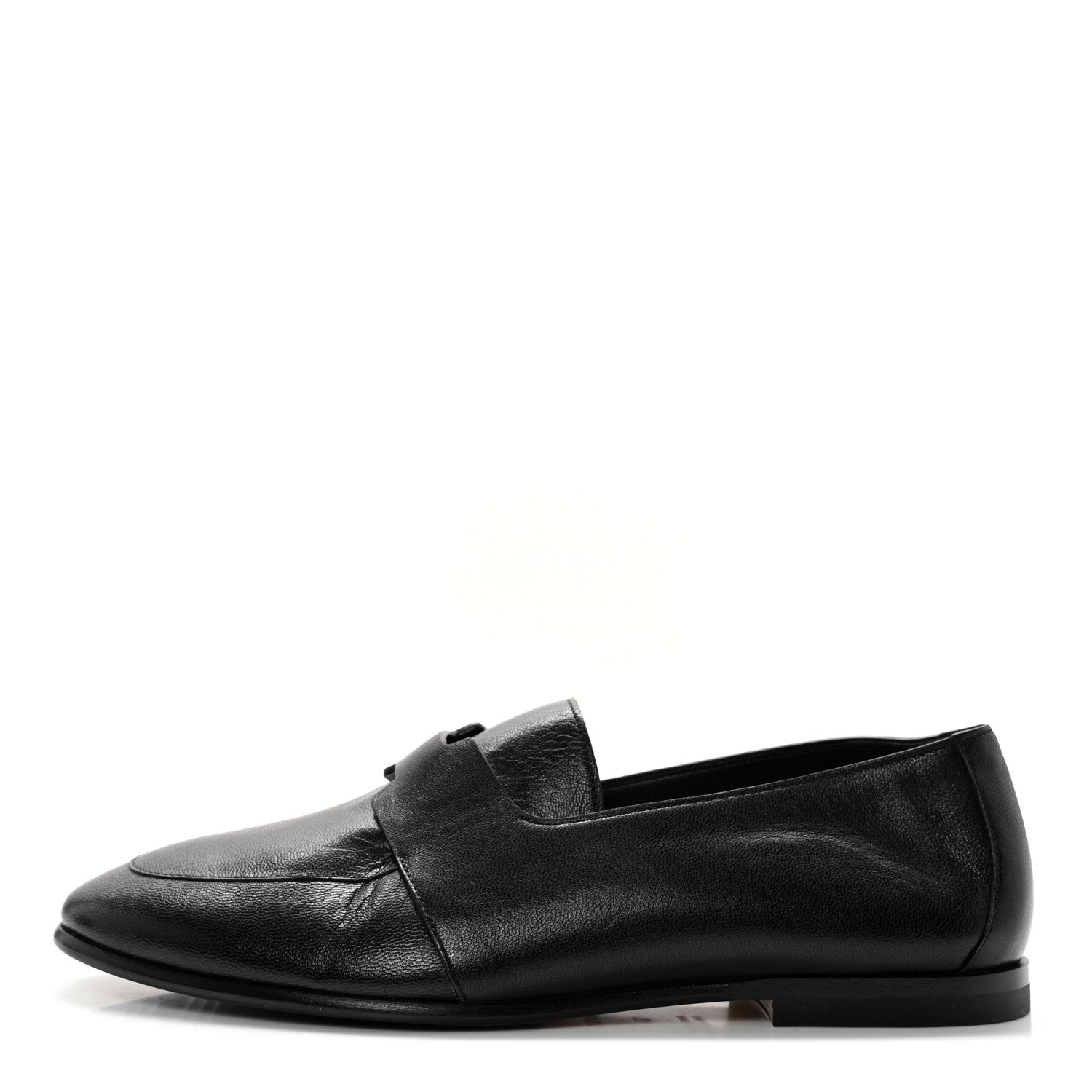 Hermes Goatskin Womens Ancora Moccasin Loafers 36 Black 1 of 10
