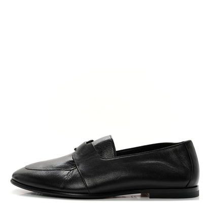 Hermes Goatskin Womens Ancora Moccasin Loafers 36 Black 1 of 10