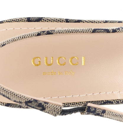 Gucci Monogram Horsebit Womens Slingback Ballet Flat 36.5 Beige Blue 13 of 20