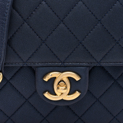 Chanel Iridescent Lambskin Quilted Chic Pearls Flap Navy Blue 8 of 10