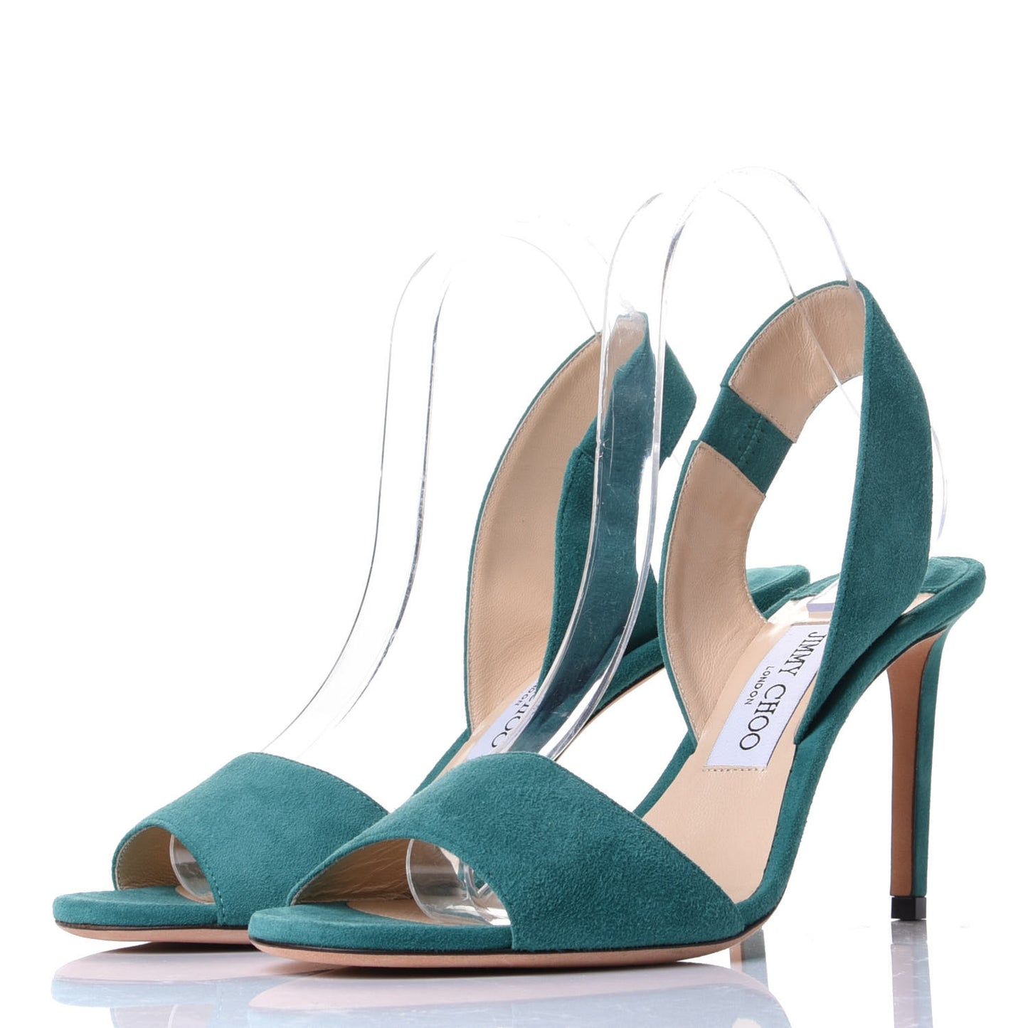 Suede Peep Toe Sandals 39.5 Emerald