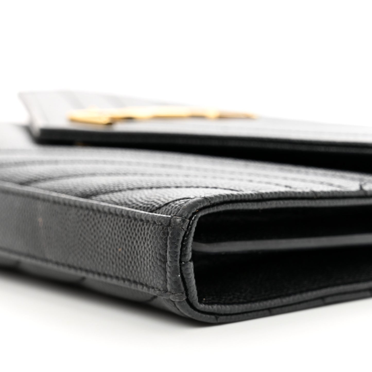 Grain De Poudre Matelasse Chevron Monogram Chain Wallet Black