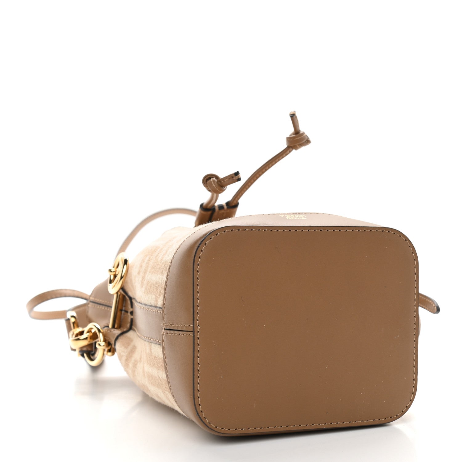 Fendi Wool Vitello King FF 1974 Mini Mon Tresor Bucket Bag Beige Cammello Sand 4 of 9