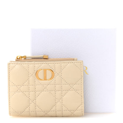 Christian Dior Grained Calfskin Supple Cannage Caro Dahlia Wallet Dusty Ivory 7 of 7