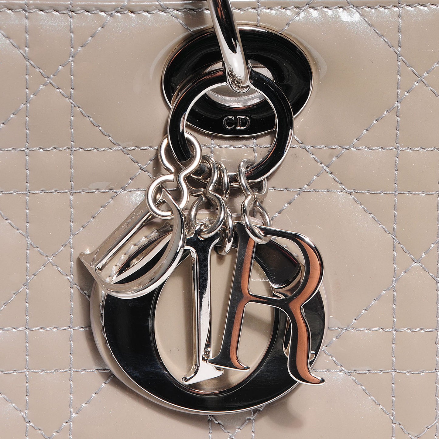 Patent Cannage Medium Lady Dior Grey