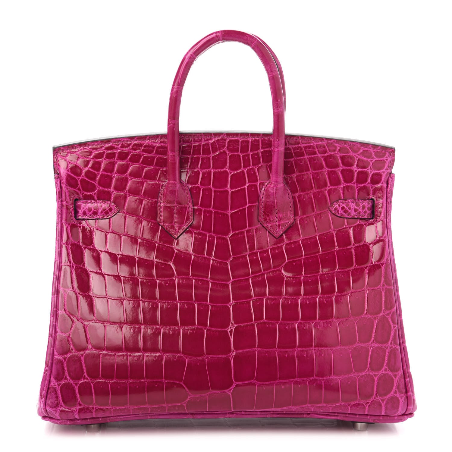 Hermes Shiny Niloticus Crocodile Birkin 25 Rose Scheherazade 4 of 32