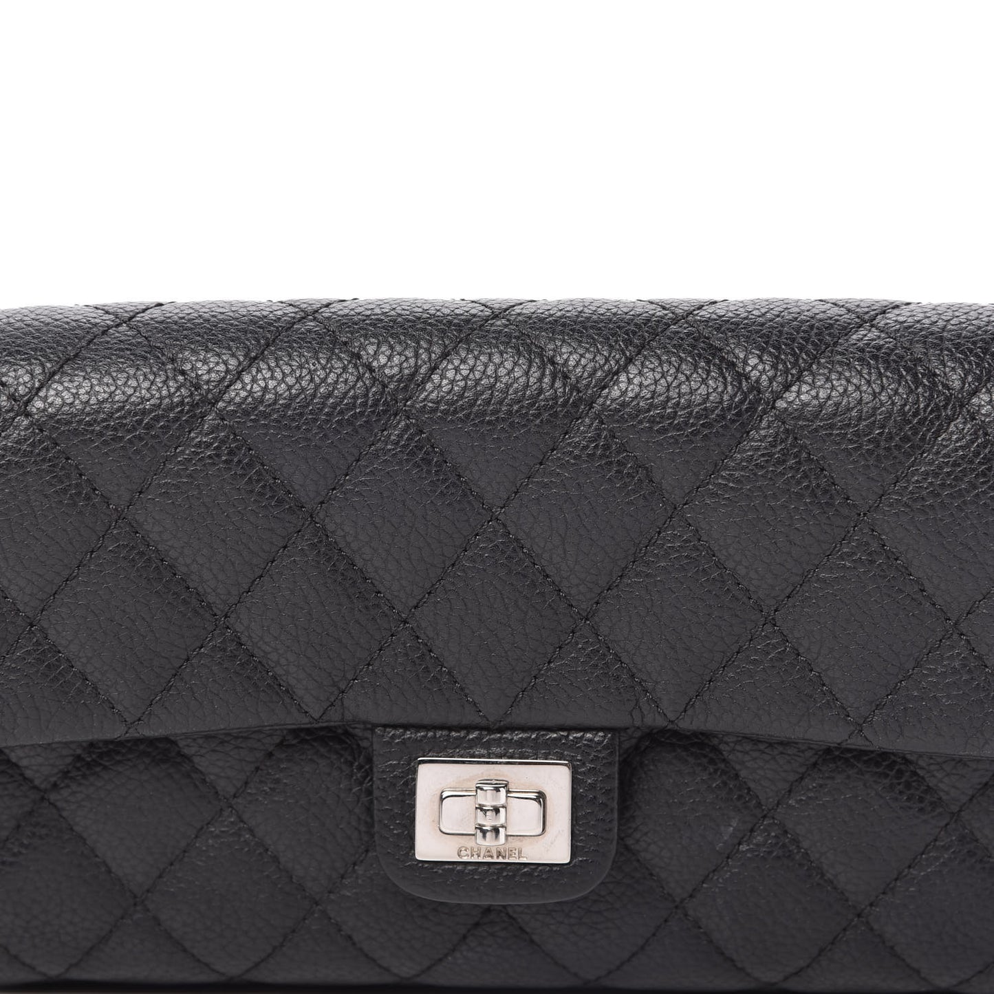 Grained Calfskin Quilted 2.55 Reissue Flap Belt Bag Clutch Black