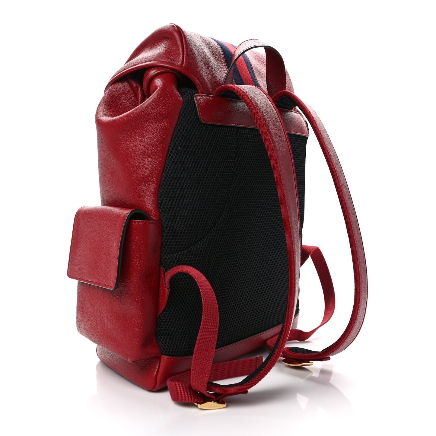 Grained Calfskin Medium Ophidia Double Buckle Backpack Red