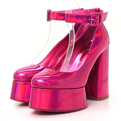 Christian Louboutin Metallic Patent Yazefir 130 Platform Sandals 39.5 Pink 4 of 11