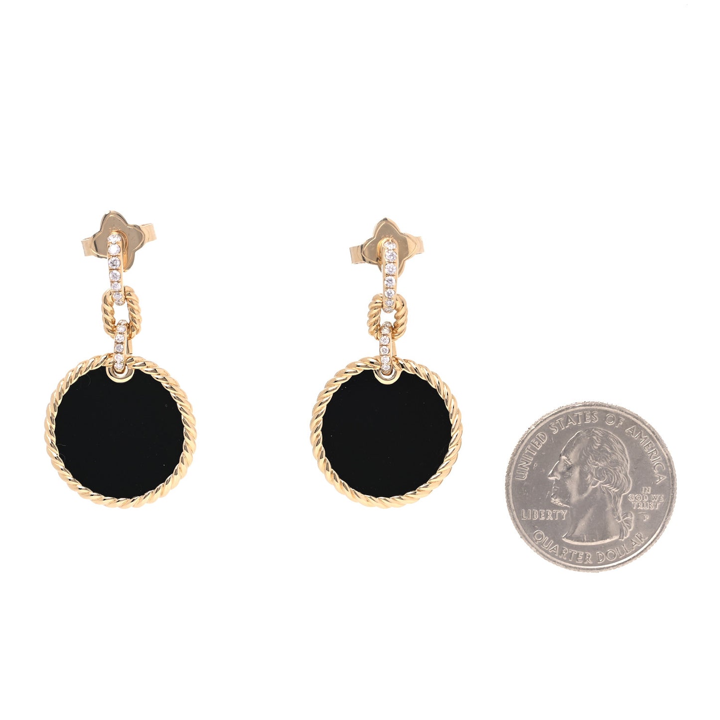 18K Yellow Gold Diamond Black Onyx Elements Convertible Earrings