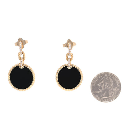 David Yurman 18K Yellow Gold Diamond Black Onyx Elements Convertible Earrings 2 of 6