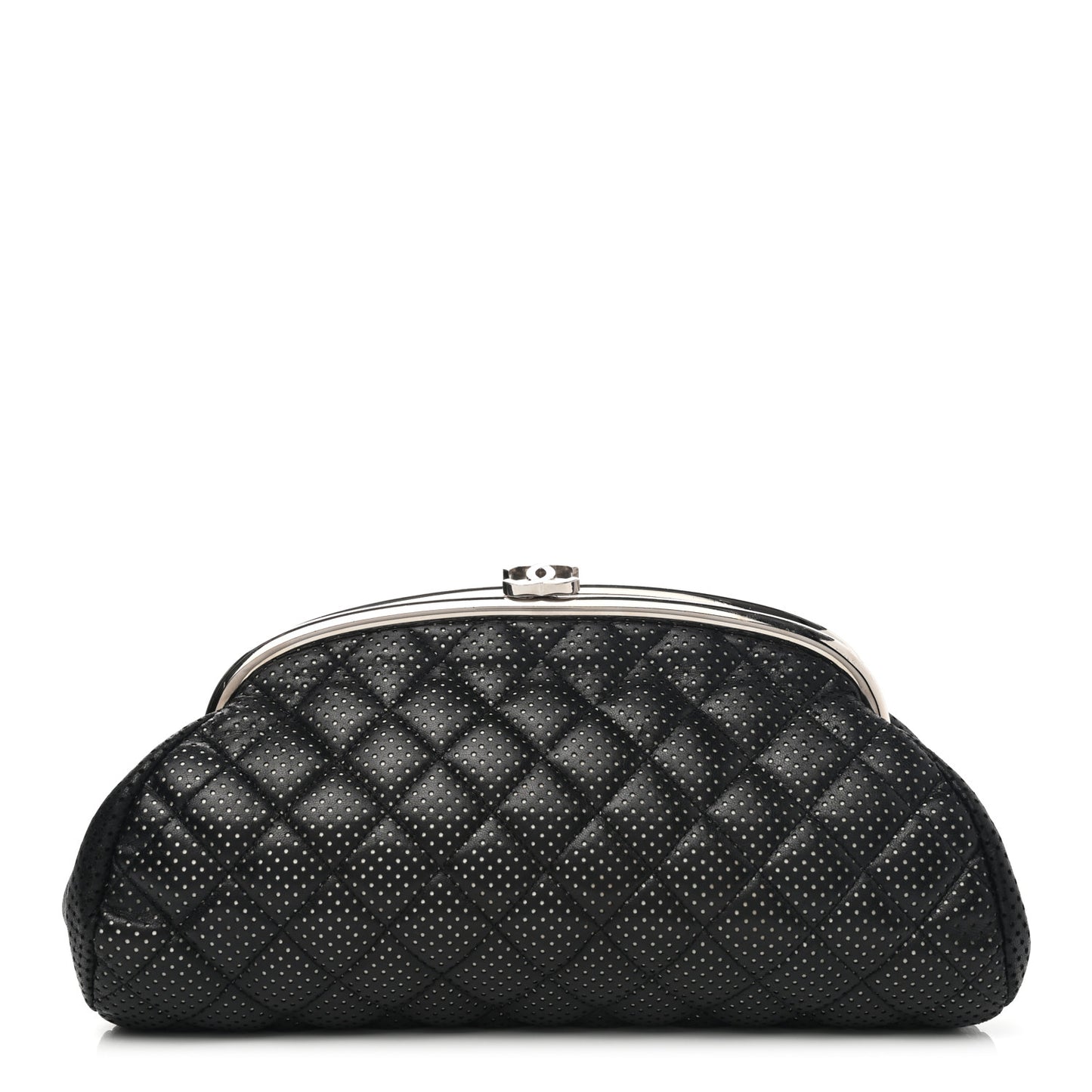 Lambskin Perforated Timeless Clutch Black