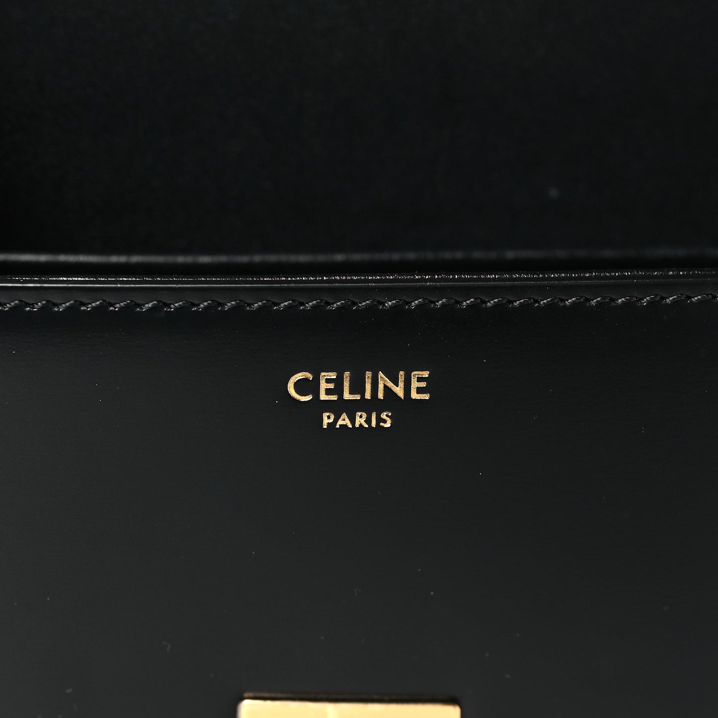 Shiny Calfskin Triomphe Shoulder Bag Black