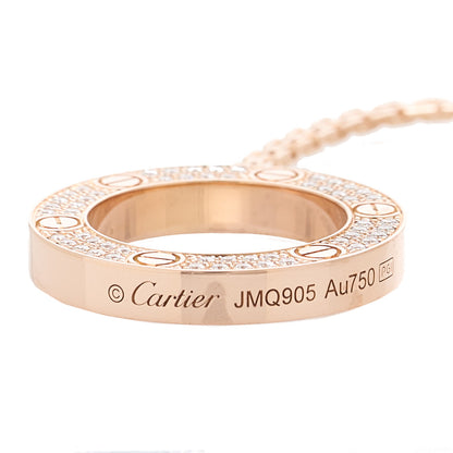 Cartier 18K Pink Gold Diamond LOVE Paved Necklace 7 of 8