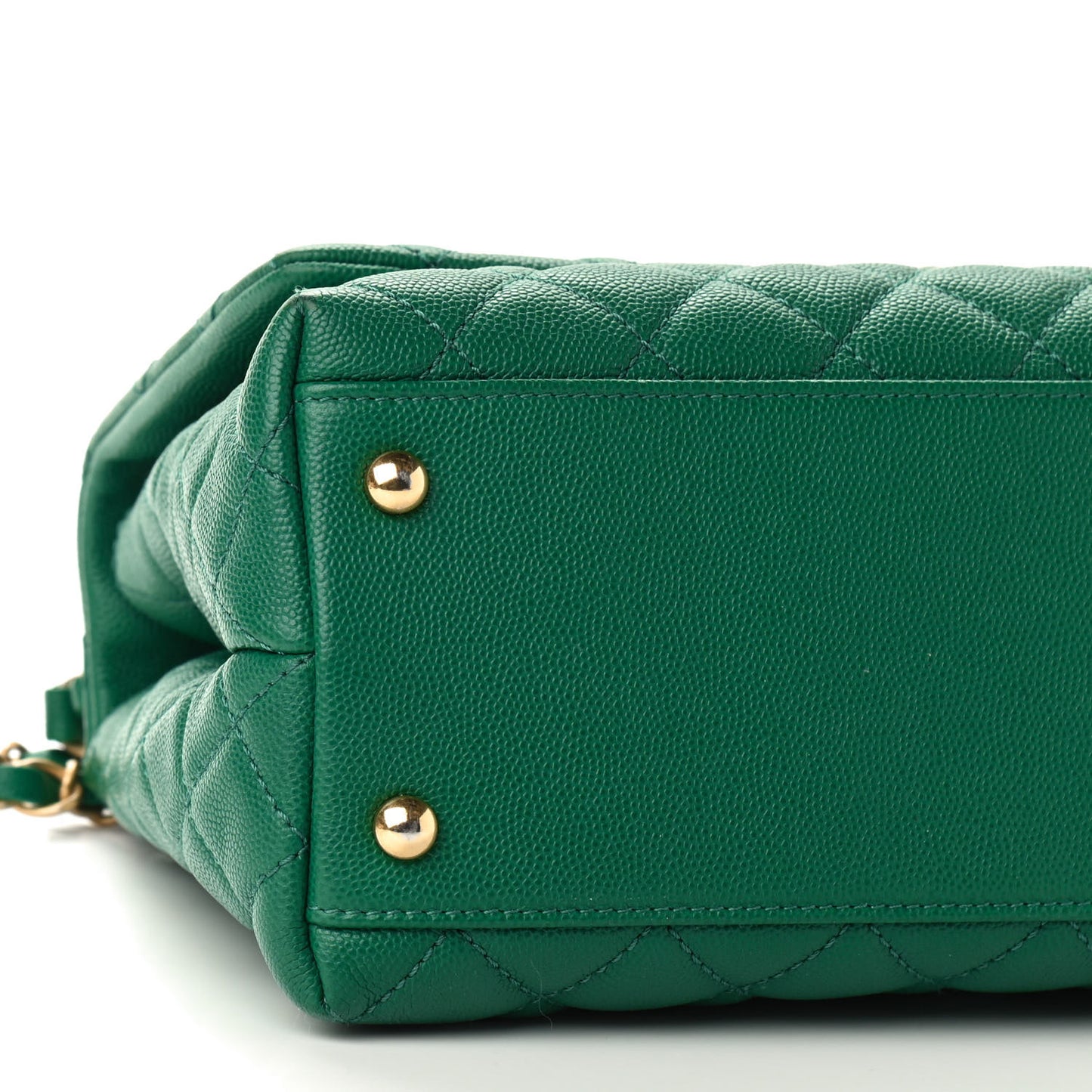 Caviar Quilted Small Coco Handle Flap Green