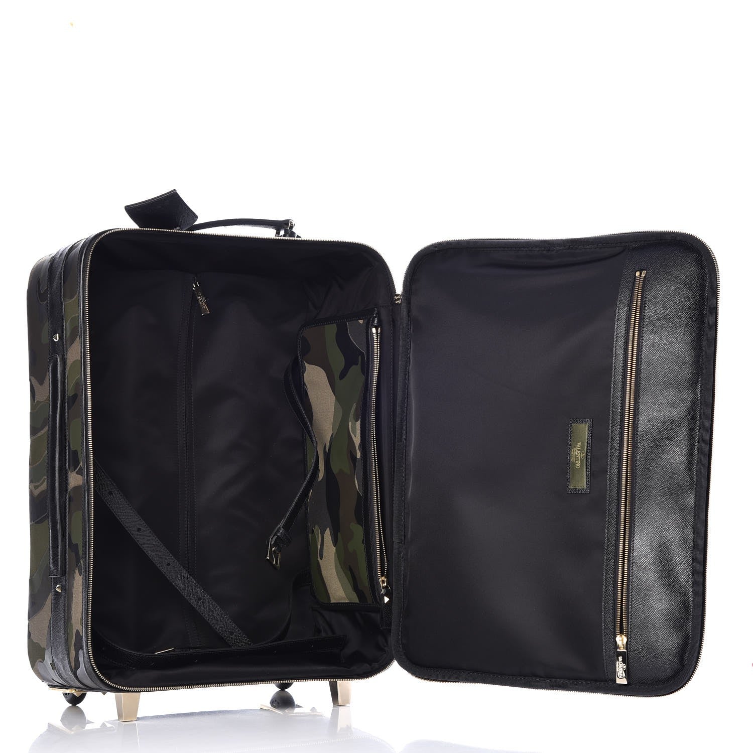 Valentino Garavani Nappa Canvas Camouflage Rolling Luggage Green 5 of 9
