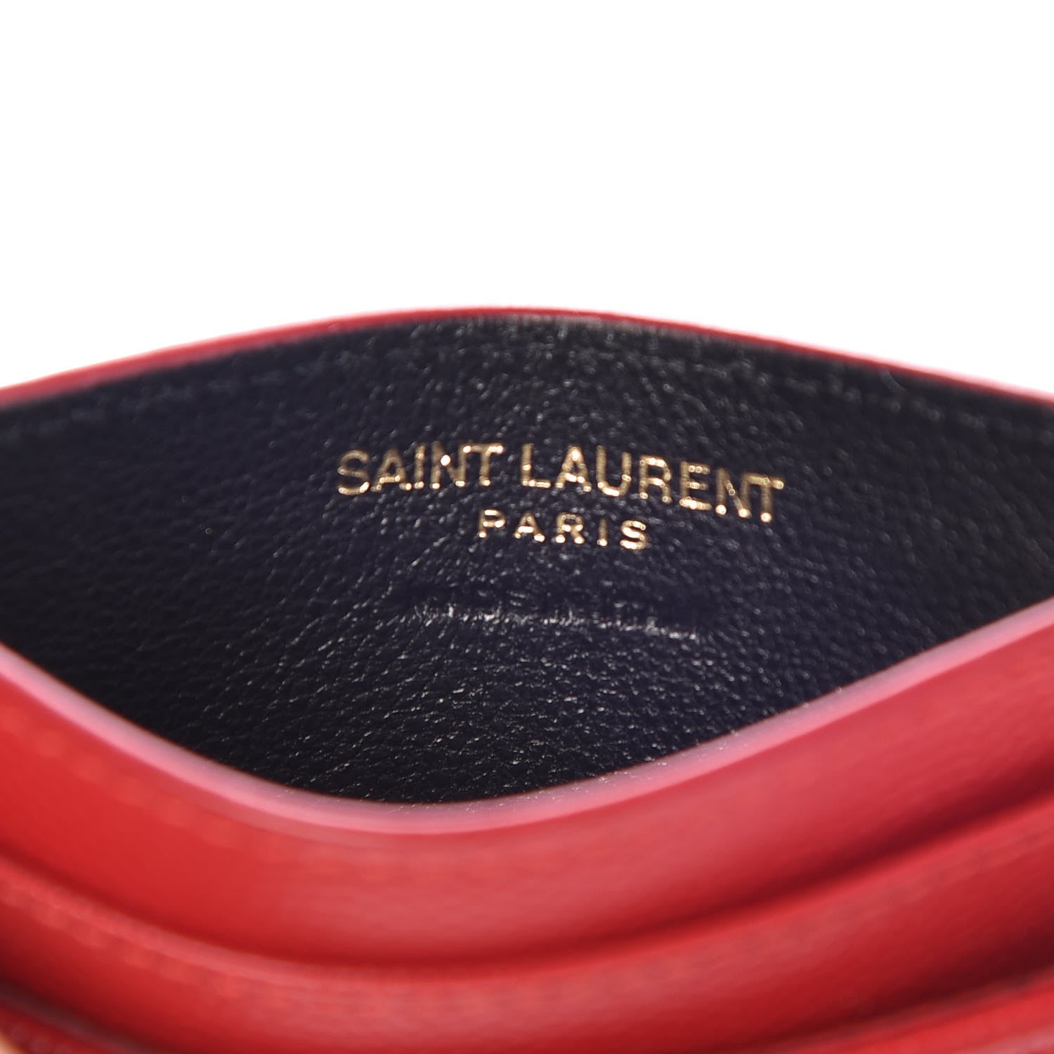Saint Laurent Grain De Poudre Matelasse Chevron Monogram Credit Card Case New Red 6 of 7