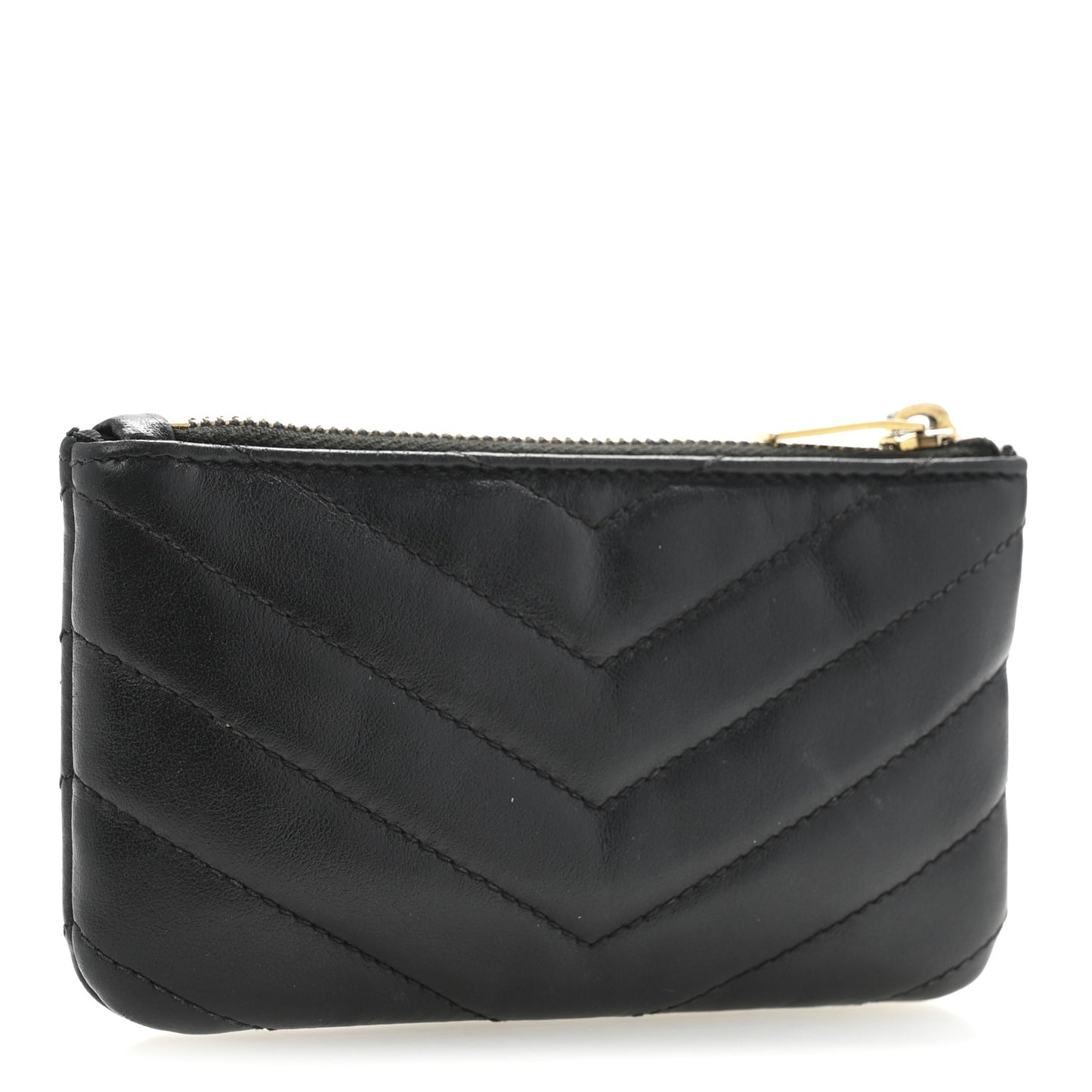 Calfskin Matelasse Monogram Key Pouch Black