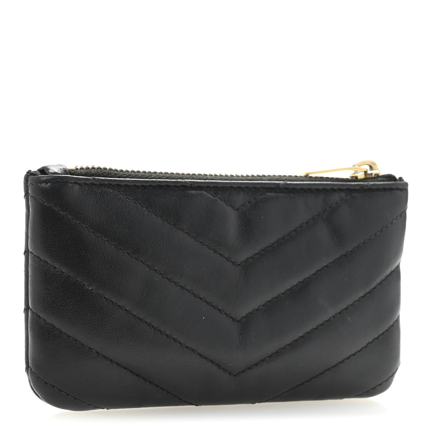 Saint Laurent Calfskin Matelasse Monogram Key Pouch Black 3 of 12