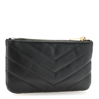 Saint Laurent Calfskin Matelasse Monogram Key Pouch Black 3 of 12