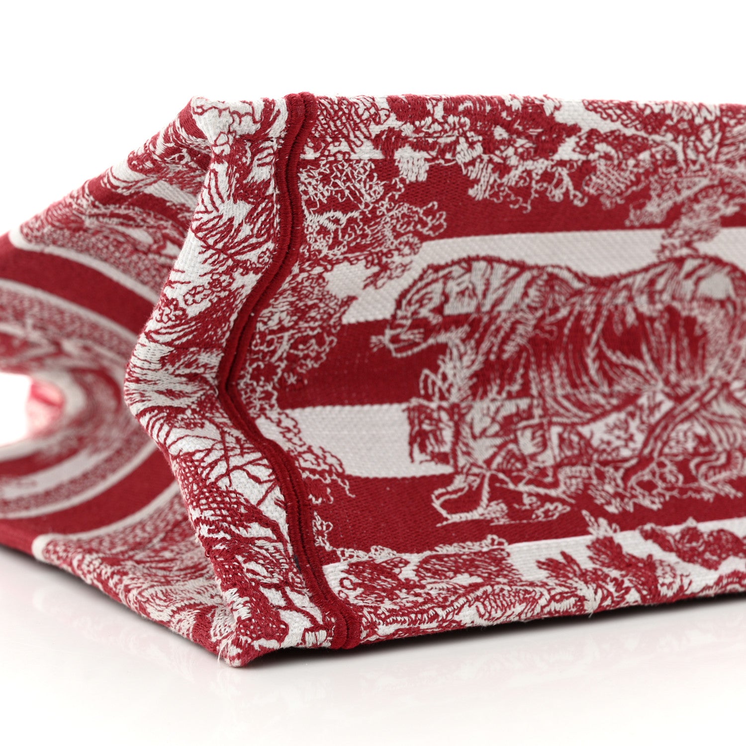 Christian Dior Canvas Embroidered Medium Dioriviera Toile De Jouy Book Tote Raspberry 9 of 13