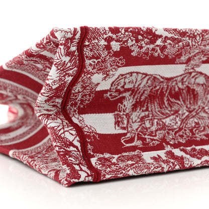 Christian Dior Canvas Embroidered Medium Dioriviera Toile De Jouy Book Tote Raspberry 9 of 13