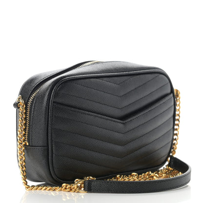 Saint Laurent Grain De Poudre Matelasse Monogram Mini Lou Camera Bag Black 3 of 11