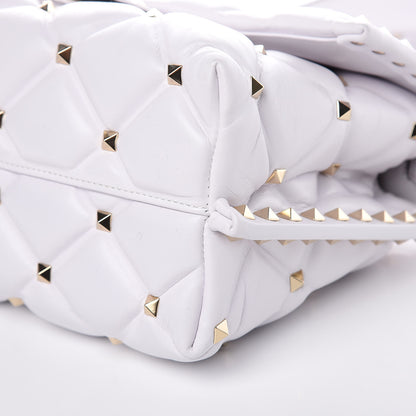 Valentino Garavani Lambskin VLTN Print Candystud Top Handle Bag Optic White Black 9 of 9