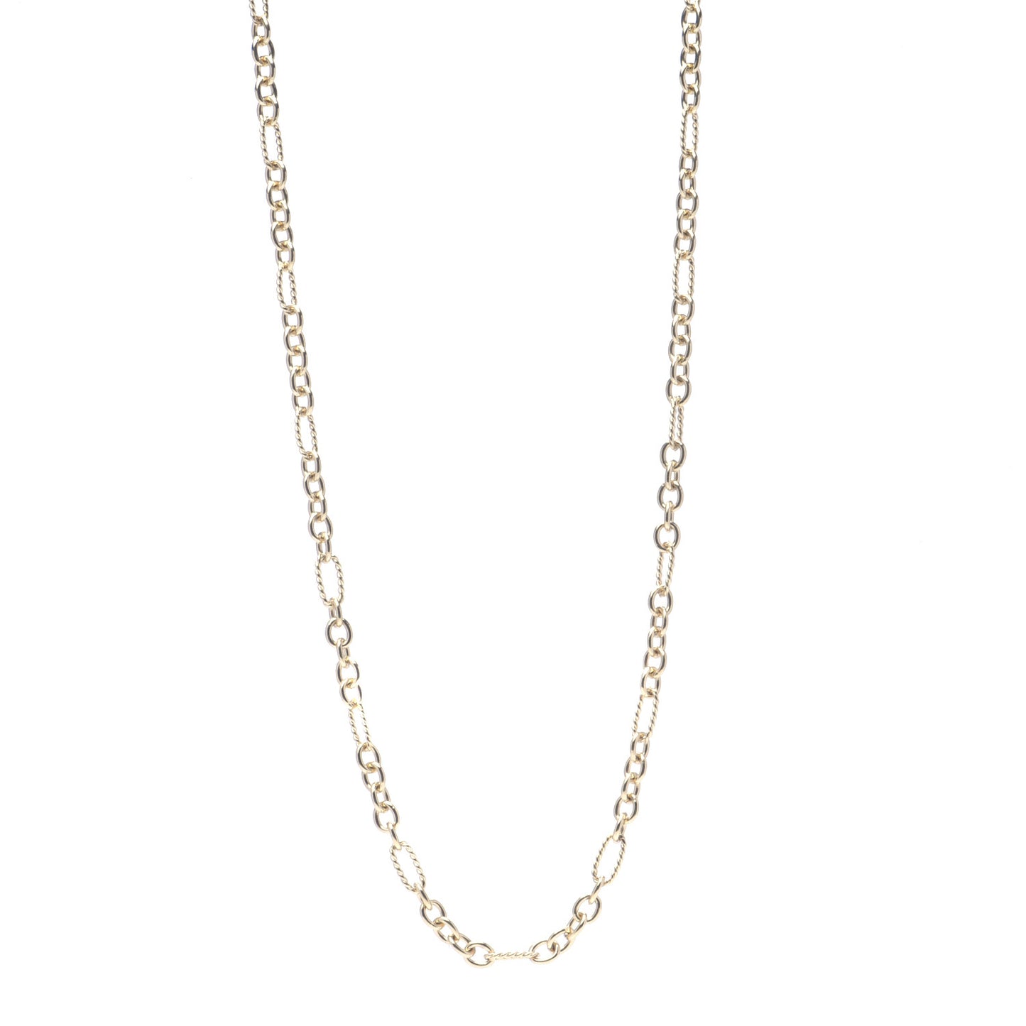 18K Yellow Gold Figaro Chain Long Necklace