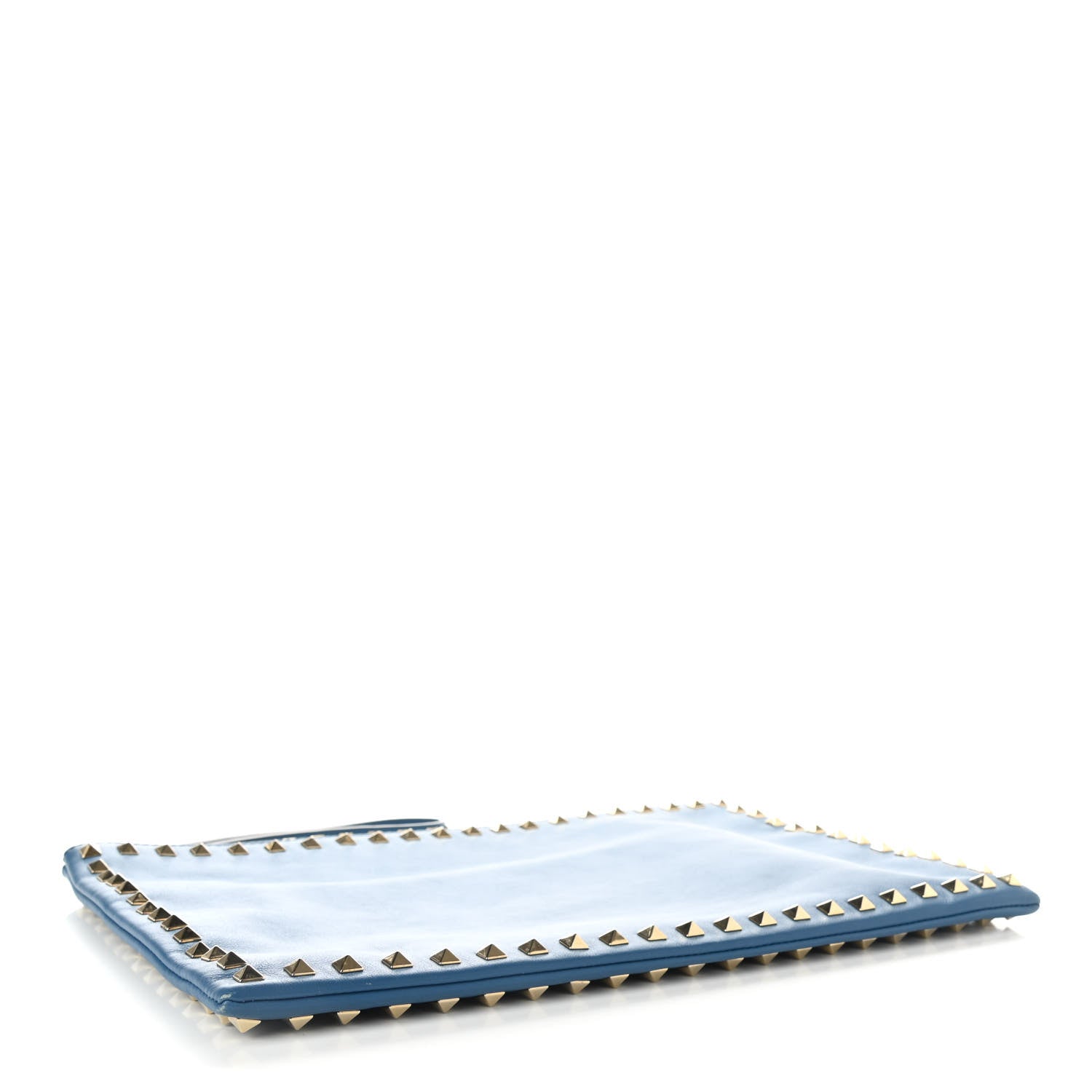 Valentino Garavani Vitello Large Rockstud Zip Wristlet Pouch Blu Delft 4 of 9