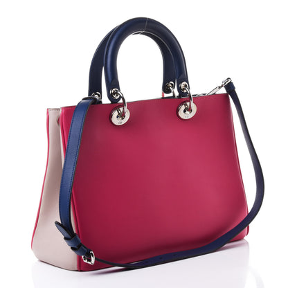 Christian Dior Smooth Calfskin Small Tri-Color Diorissimo Toe Fuchsia Dune 2 of 4