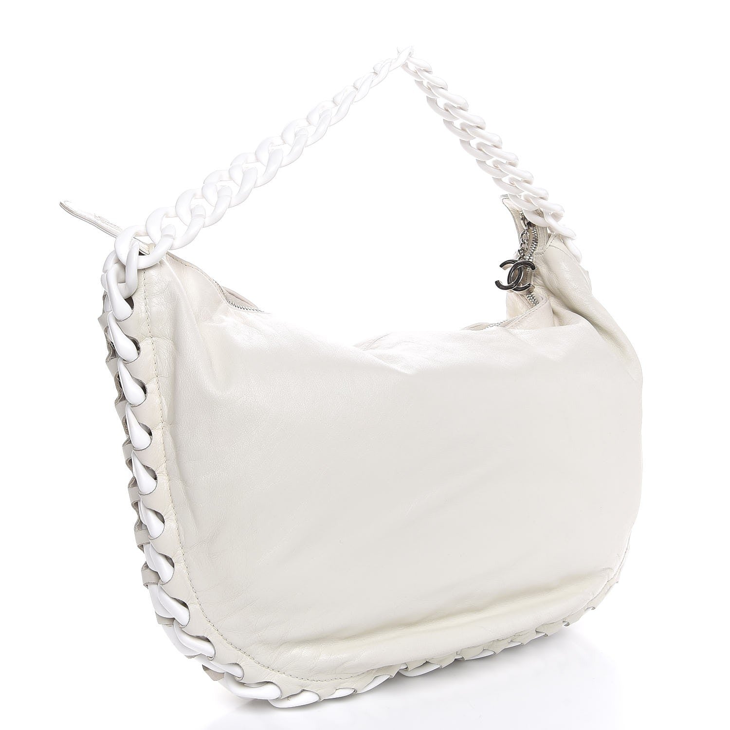 Chanel Calfskin Modern Chain Rhodoid Hobo White 3 of 9