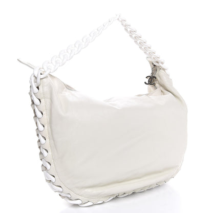Chanel Calfskin Modern Chain Rhodoid Hobo White 3 of 9