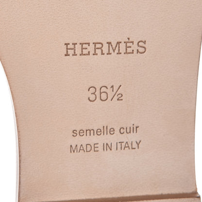 Hermes Box Calfskin Oran Sandals 36.5 White 6 of 9