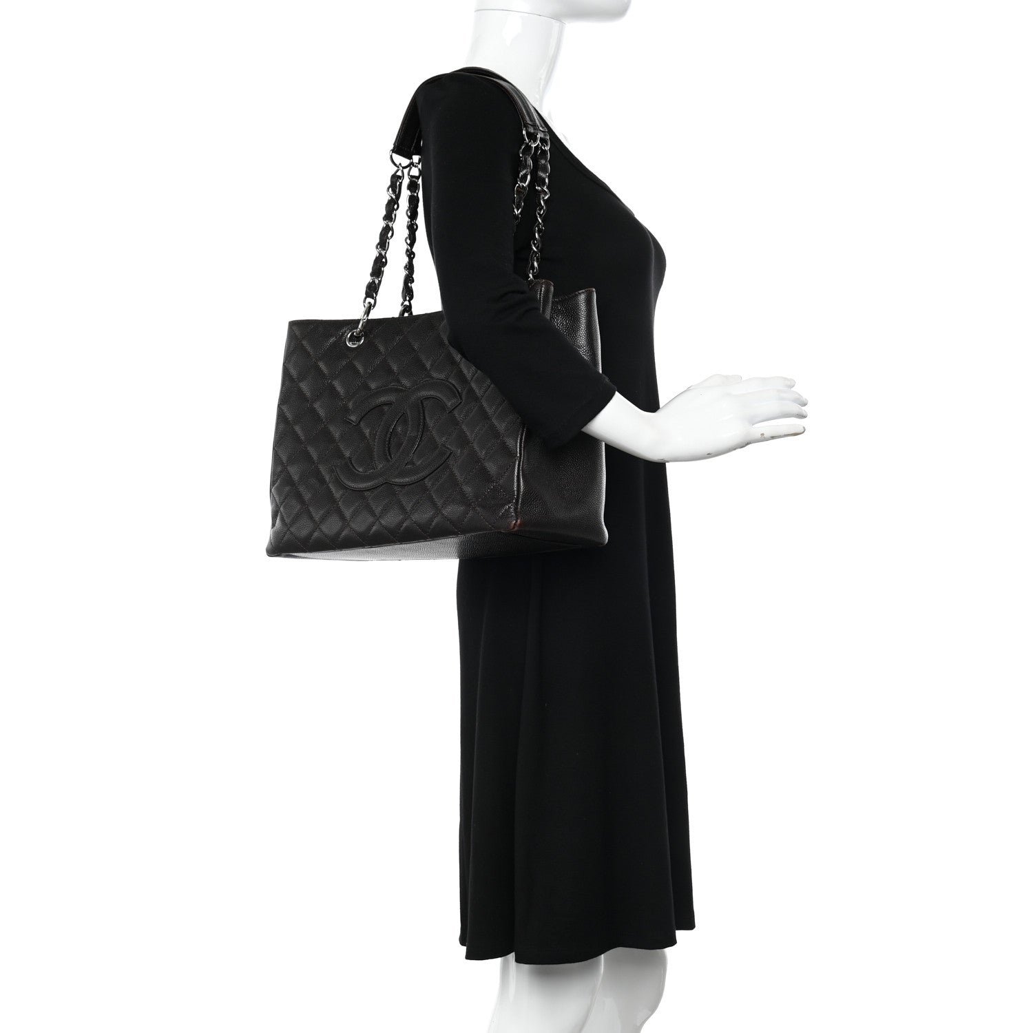 Chanel Caviar Quilted Grand Shopping Tote GST Dark Brown 2 of 11