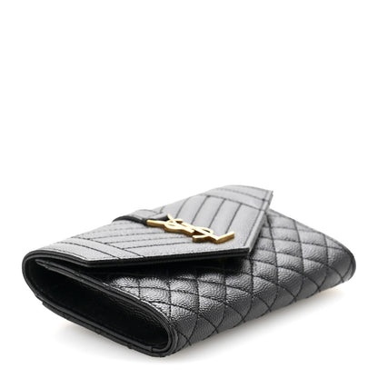 Saint Laurent Grain De Poudre Textured Mixed Matelasse Triquilt Small Monogram Envelope Wallet Black 4 of 10